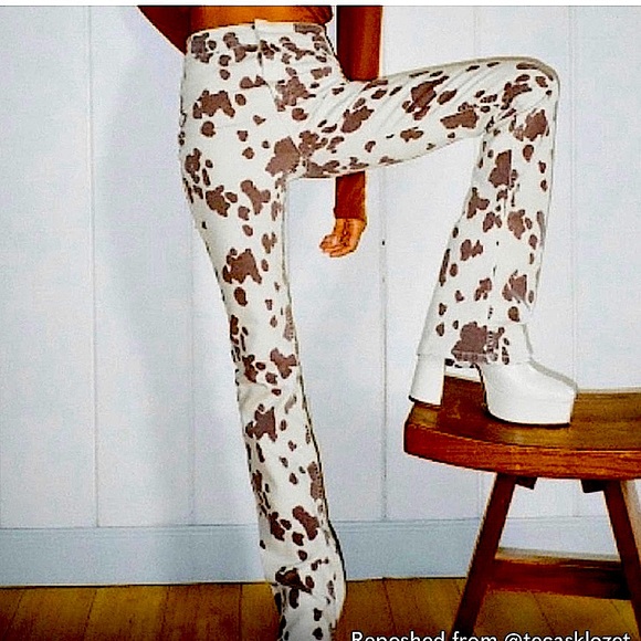 🤎 Zara High-Waisted Cow Print Pants - Size 6 (US) - Picture 2 of 6